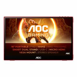 AOC 16G3 TV e monitor portatile Nero, Rosso 39,6 cm [15.6"] TFT 1920 x 1080 Pixel 