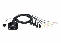 ATEN Switch KVM cablato USB 4K HDMI a 2 porte con selettore porta remota 