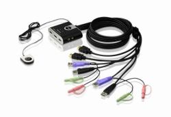 ATEN Switch KVM cavo USB HDMI/audio a 2 porte con selettore porta remota 