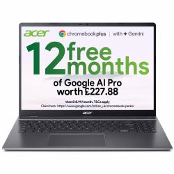 Acer Chromebook Plus 516 16 CBP I3 8GB 128GB UFS CHROME IRON Intel® Core™ i3 i3-1315U 40,6 cm [16"] WUXGA LPDDR5x-SDRAM ChromeOS  - Versione UK