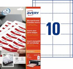 Avery L4727-20 accessorio protabadge Inserto per badge Bianco 200 pz 