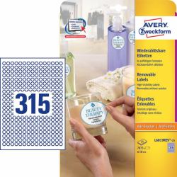 Avery L6019REV-25 etichetta autoadesiva Cerchio Rimovibile Bianco 7875 pz 