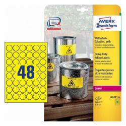 Avery L6128-20 etichetta autoadesiva Cerchio Permanente Giallo 20 pz 