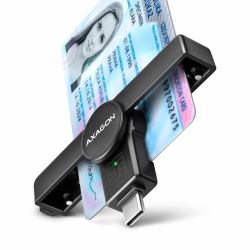 Axagon CRE-SMPC USB-C Smart card/ID card PocketReader lettore di card readers Interno USB tipo-C Nero 