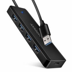 Axagon HUE-C1A hub di interfaccia USB 3.2 Gen 1 [3.1 Gen 1] Type-A 5000 Mbit/s Nero  - Versione UK