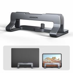 Axagon STND-VG Vertikaler Laptop-Ständer, einstellbare Breite, Aluminium Supporto per laptop e tablet Grigio 43,9 cm [17.3"] 