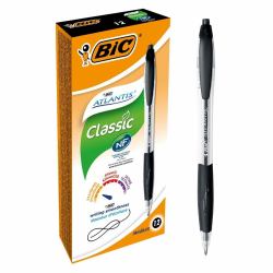 BIC Atlantis Classic Nero Penna a sfera retrattile girevole Medio 12 pz 