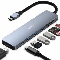Benfei 000307GREY hub di interfaccia USB tipo-C 5000 Mbit/s Grigio 
