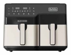 Black &amp; Decker Black & Decker BXAF9000E Doppia 9 L Indipendente 2500 W Friggitrice ad aria calda Nero, Acciaio inox 