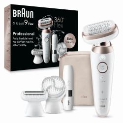 Braun Silk-épil 9 Flex 9-360 3D, Epilatore Elettrico Donna Per Epilazione Semplice, Bianco/Rosa 