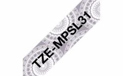 Brother TZE-MPSL31 nastro per etichettatrice Nero su argento 