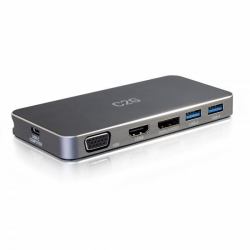 C2G Docking station USB-C[R] con tecnologia MST a doppio display con HDMI[R], DisplayPort[TM], VGA e Power Delivery fino a 65 W - 4K 30 Hz 