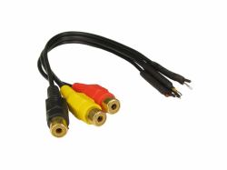 Cables Direct 3xRCA, 25cm cavo audio 0,25 m Nero 