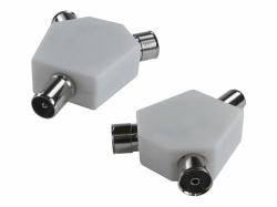 Cables Direct 9.5MM 1 MALE-2 FEMALE ADAPTOR WHITE Splitter per cavo Bianco 