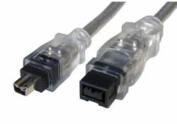 Cables Direct IEEE-103 cavo firewire 3 m 9-p 4-p Nero, Trasparente 
