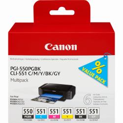 Canon Cartuccia d'inchiostro Multipack PGI-550 PGBK / CLI-551 BK/C/M/Y/GY 