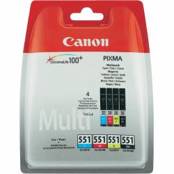 Canon CLI-551 C/M/Y/BK w/sec cartuccia d'inchiostro 4 pz Originale Resa standard Nero, Ciano, Magenta, Giallo 
