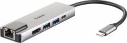 D-Link DUB-M520 replicatore di porte e docking station per laptop Cablato Thunderbolt 3 Alluminio 