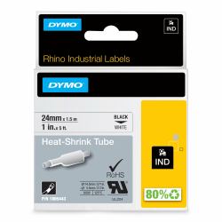 DYMO Rhino Industrial Tubi per etichette termorestringenti per cavi | 24 mm x 1,5 m | Stampa nera su bianco | Autoadesivi | per stampanti di etichette Rhino 