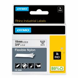 DYMO Rhino etichette industriali flessibili in nylon autoadesive | rotolo da 19 mm x 3,5 m | stampa nera su bianco 