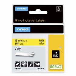 DYMO Rhino etichette industriali in vinile autoadesive | rotolo da 19 mm x 5,5 m | stampa nera su giallo 