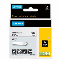DYMO Rhino etichette industriali in vinile autoadesive | rotolo da 19 mm x 5,5 m | stampa nera su bianco 