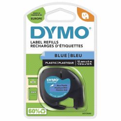 DYMO LetraTag etichette originali in plastica | rotolo da 12 mm x 4 m | stampa nera su blu | LT etichette autoadesive per etichettatrice LetraTag | 1 pezzo 