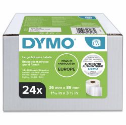 DYMO LW etichette per indirizzi grandi | 36 mm x 89 mm | 24 rotoli da 260 etichette facilmente staccabili [6240 etichette] | autoadesive | per etichettatrici LabelWriter | originali 