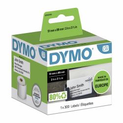 DYMO LabelWriter etichette per badge non adesive | 51 x 89 mm [rotolo da 300] | stampa nera su bianco | per etichettatrici LabelWriter | originali 