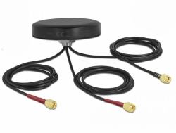 DeLOCK LTE MIMO Dual Band WLAN 802.11 ac/ax/a/h/b/g/n Antenna 3 x SMA maschio RG-174 1 m montaggio a vite all'esterno nero 