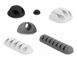 DeLOCK 18300 organizer per cavi Scrivania/Parete Supporto per cavo Nero, Grigio, Bianco 6 pezzo[i] 