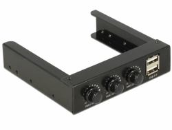 DeLOCK 62714 controller della velocità della ventola 3 canali Nero 