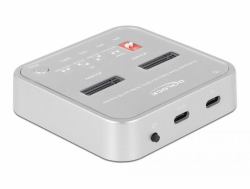DeLOCK Docking Station per 1 x M.2 NVMe SSD + 1 x M.2 SATA SSD con lettore di schede SD Express [SD 7.1] e funzione clone 
