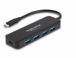 DeLOCK Hub USB Type-C a 4 porte USB 3.2 Gen 1 con erogazione di potenza da 85 Watt 