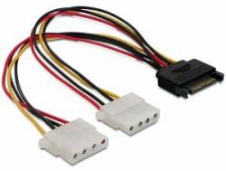 DeLOCK SATA 15pin > 2x 4pin Molex female 20cm 