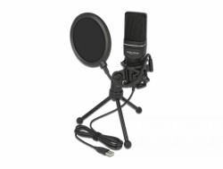 DeLOCK Set di microfoni a condensatore USB professionale per podcasting, giochi e voci 