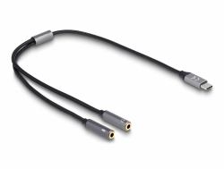 DeLOCK Adattatore per cuffie USB Type-C maschio DAC 24 Bit / 96 kHz Hi-Res a 2 x 3,5 mm 3 pin Stereo jack femmina 