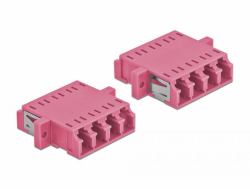DeLOCK Accoppiatore in fibra ottica LC Quad femmina per LC Quad femmina multimodale 2 pezzi viola 