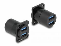 DeLOCK 87813 adattatore per inversione del genere dei cavi 2x USB A Nero 