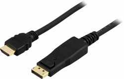 Deltaco DP-3010 cavo e adattatore video 1 m DisplayPort HDMI Nero 