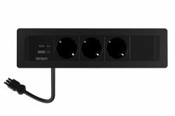 Deltaco Recessed Outlet Box, 3 outlets, 1x21W