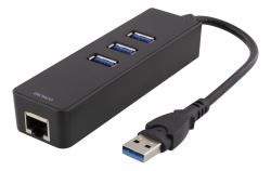 Deltaco USB3-GIGA3 hub di interfaccia USB 3.2 Gen 1 [3.1 Gen 1] Type-A Nero 