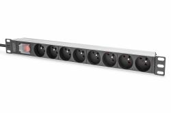 Digitus Socket strip with aluminum profile and switch, 8-way CEE 7/5, 2 m cable safety plug with grounding contact 