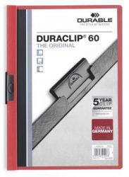 Durable Duraclip 60 cartellina con fermafoglio PVC Rosso, Trasparente 