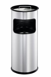 Durable Trash Can 17 L Round Metal - Silver - Warranty: 12M
