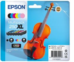 Epson 250XL Violin Claria Photo HD cartuccia d'inchiostro 6 pz Originale Resa elevata [XL] Nero, Ciano, Ciano chiaro, Magenta chiaro, Magenta, Giallo 