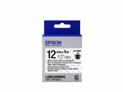Epson Nastro fondo Trasparente per testo Nero, altamente adesivo 12/9 LK-4TBW 