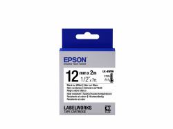 Epson Nastro fondo Bianco per testo Nero, resistente alle alte temperature 12/2 LK-4WBH 