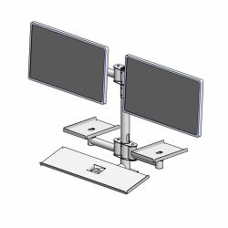 Ergonomic Solutions Wall mounted pole with dual - VESA and Printer -BLACK- - Warranty: 60M