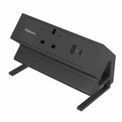 Fellowes Power Desk Type G Clamp Fit 1x230v 1xUSB-A 1x USB-C Socket 2m Cable Black - 100136980 prolunghe e multiple 1 presa[e] AC Interno Nero 